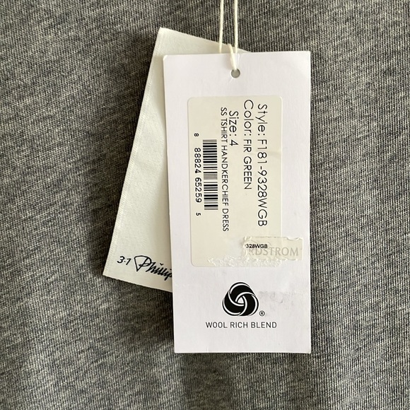 3.1 Phillip Lim Handkerchief Midi Dress Women’s Size 4 Wool Fir Green‎ Gray - Picture 12 of 15